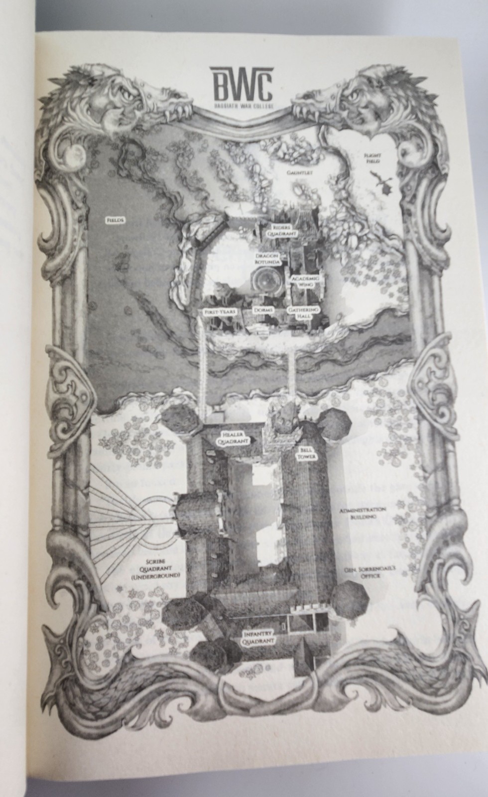 Fourth Wing Rebecca Yarros Hardcover 1st Ed 10th Print White Edges BWC Map Good