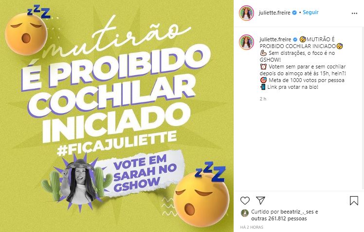 Gestão de Instagram da Juliette Gestão de Instagram da Juliette