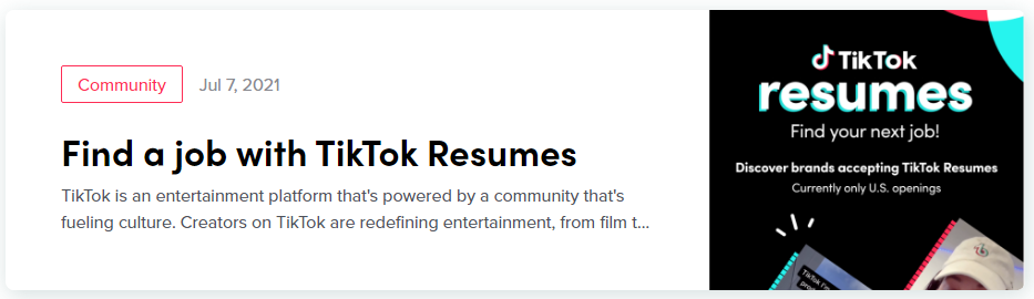 Anúncio TikTok Resumes