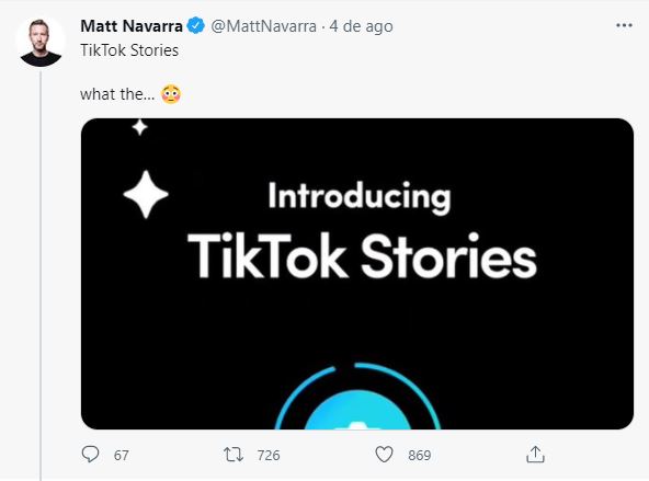 Anúncio do Storie no TikTok